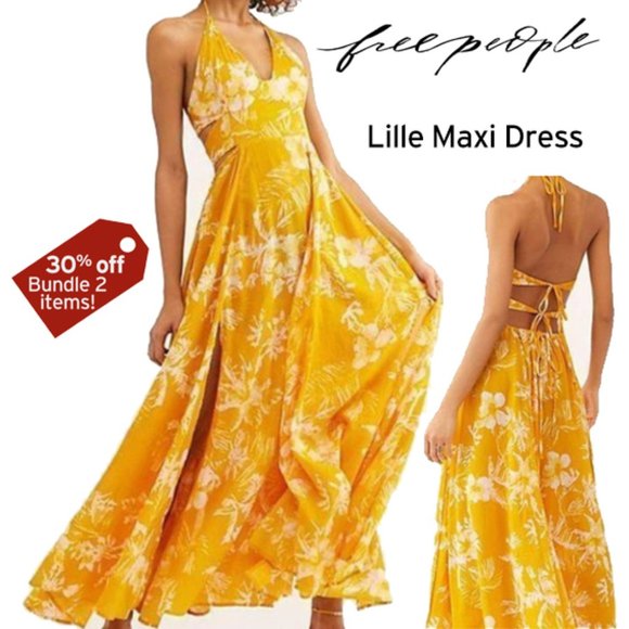 Free People Dresses & Skirts - FREE PEOPLE Lille Maxi Dress Yellow Hawaiian Honey Size S